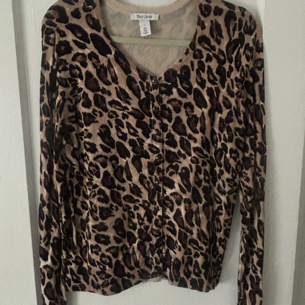 White House Black Market Animal Print Cardigan